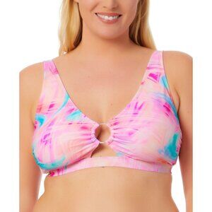 NWT Salt Cove Womens Plus Size Tie-Dyed Bikini Top Wave Multi Pink 3X (22/24)